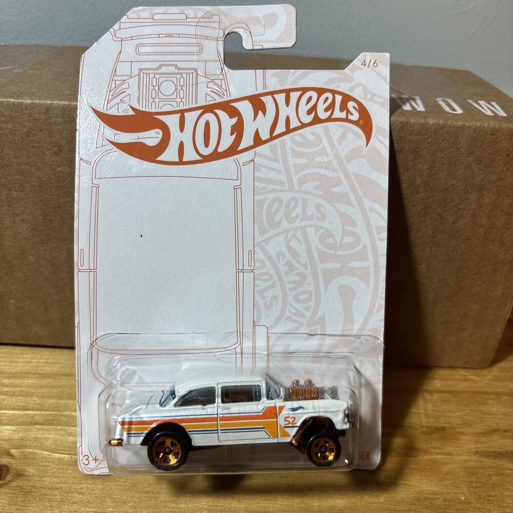 2020 Hot Wheels 52nd Anniversary Pearl & Chrome 55 Chevy Bel Air Gasser HC15